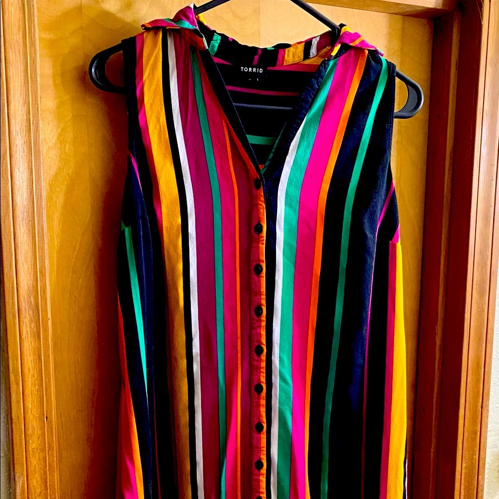 Torrid size 00 long rainbow striped dress